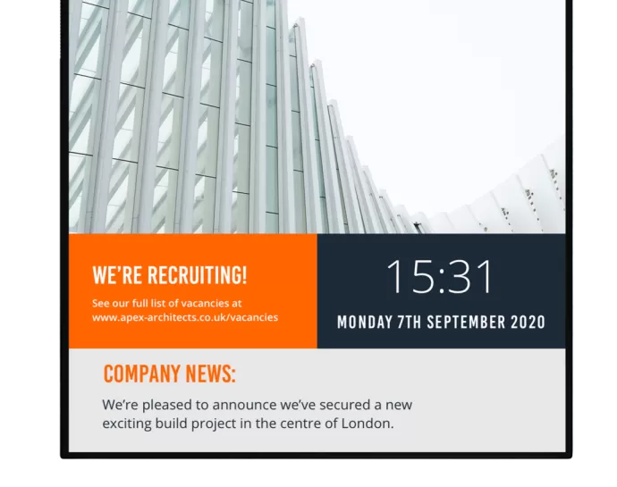 example of using digital signage to display company news