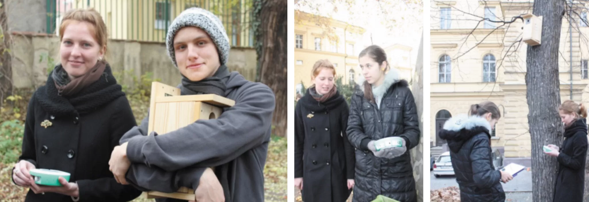 students using Labdisc Portable STEM Labs in three different outdoor settings