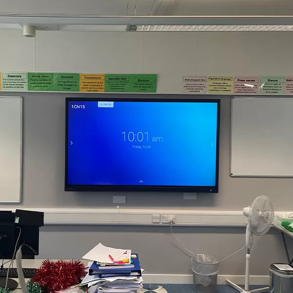 Clevertouch IMPACT Plus on the wall in a classroom