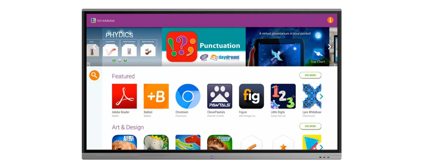 Mimio market home screen