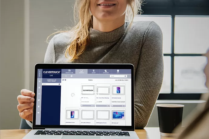 laptop displaying Clevertouch Live