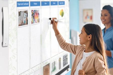 teacher using the MimioTeach in front of a class