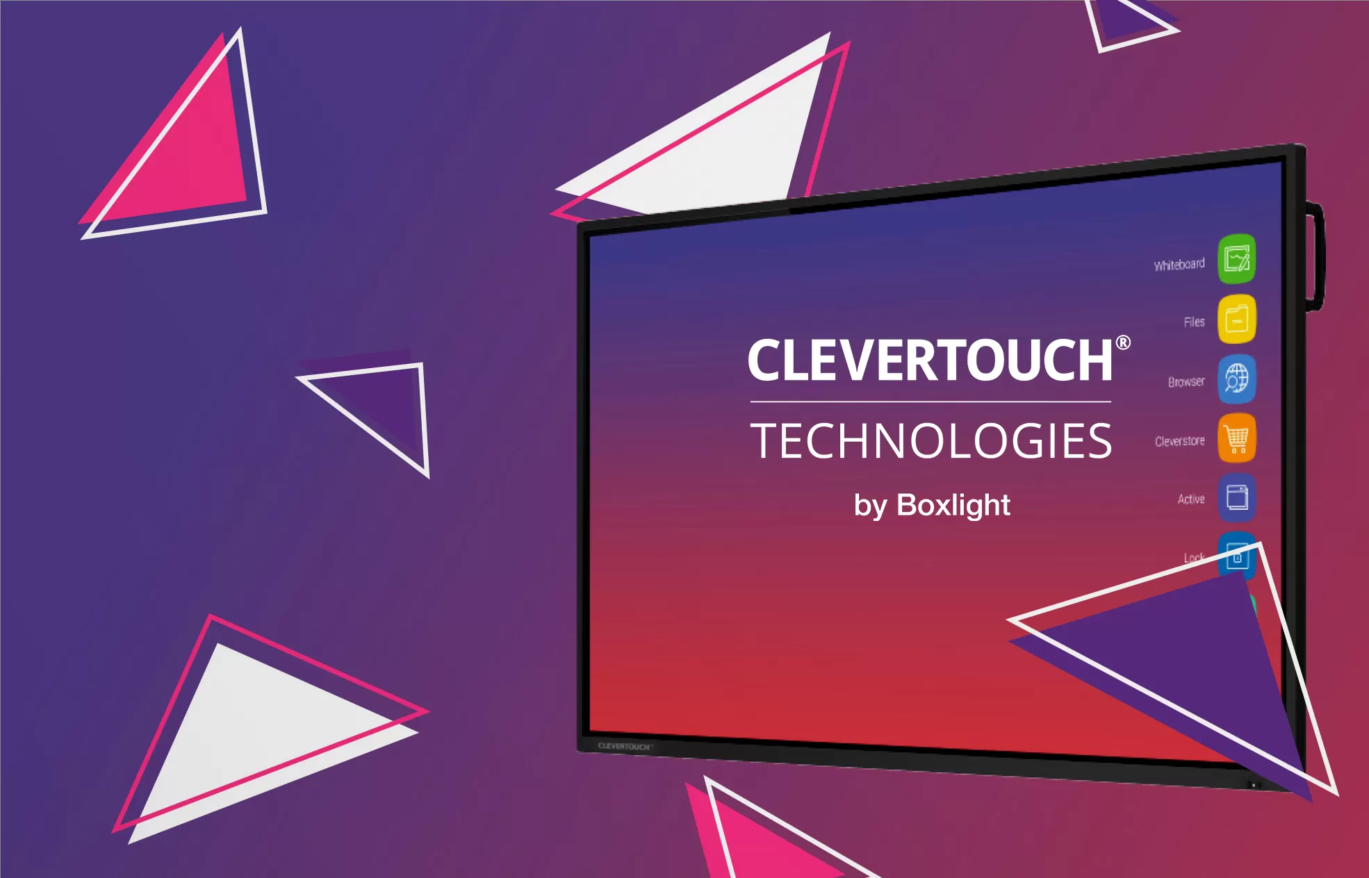 impact display screen on a purple and red gradient background with triangles