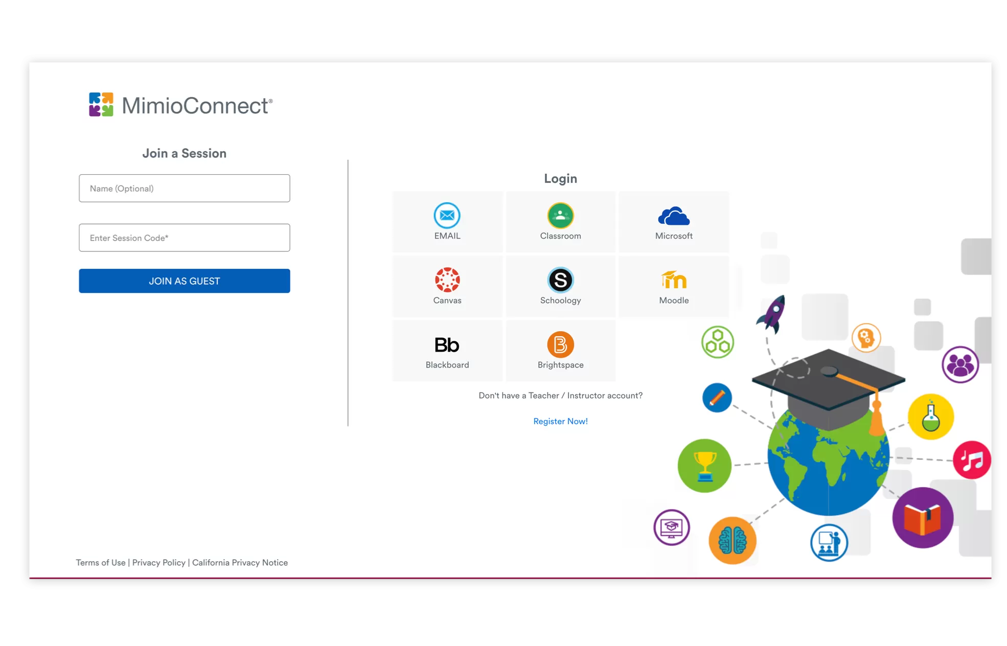 Mimio connect join a session screen