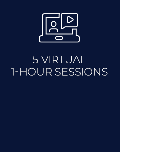 5 virtual one hour sessions' icon navy