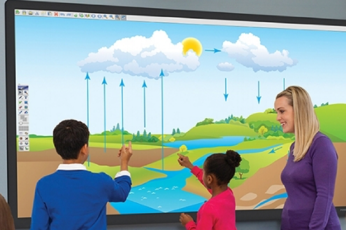 Students using a mimio interactive screen