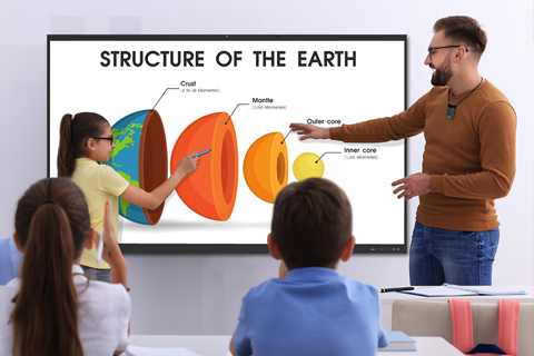 Students using a mimio interactive screen