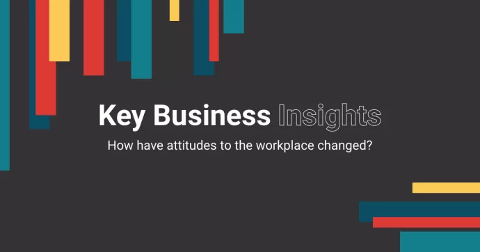 key business insights' written on a dark background with coloured bars jutting out from the top and bottom right