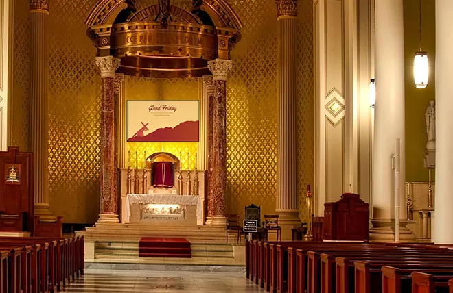 digital signage above an altar