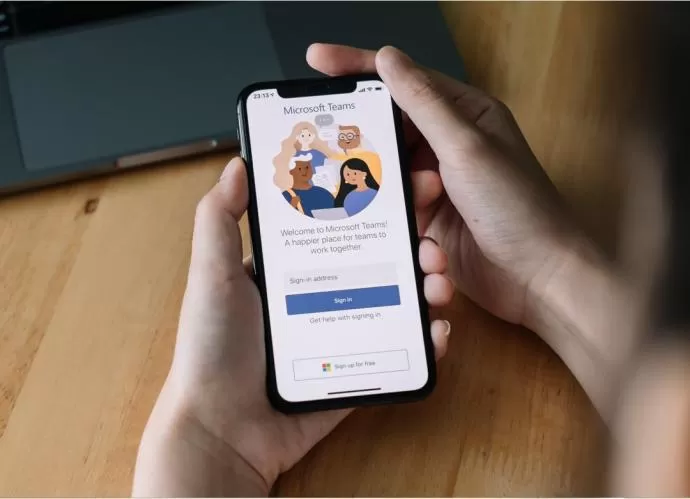 microsoft teams on a mobile phone