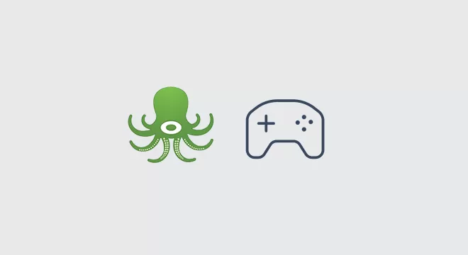 Oktopus logo and a video game controller icon