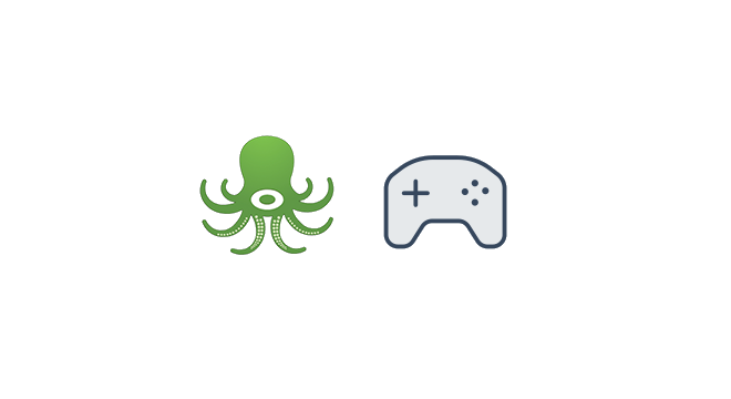 Oktopus logo and a video game controller icon